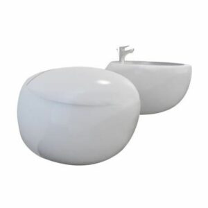 WC suspendu et bidet en céramique blanc