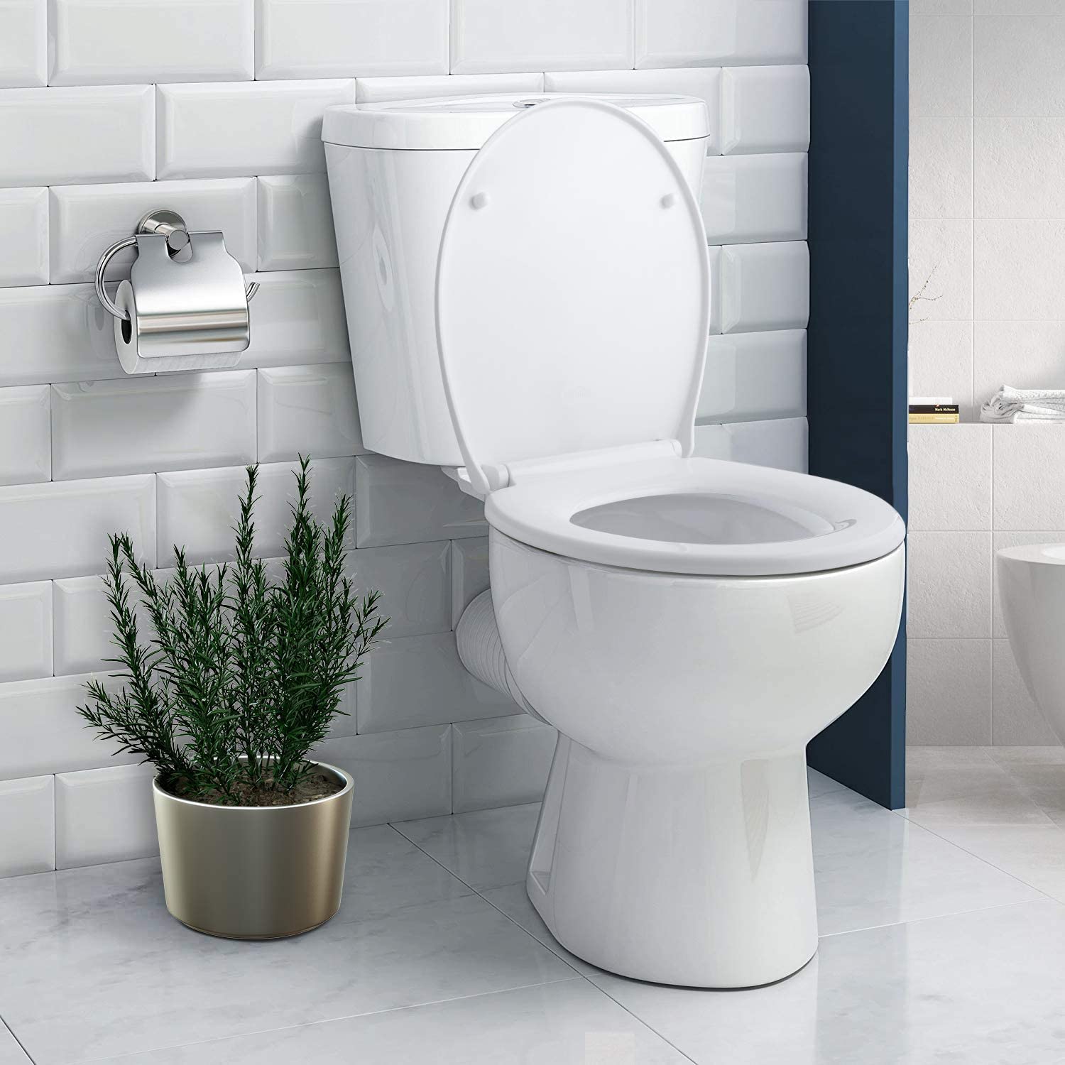 Abattant WC allongé,Lunette de Toilette Silencieux/à Fermeture Lente,Robuste et Durable,Facile à Retirer et à Nettoyer,Rouge/Rose Rouge/Vert/Bleu 
